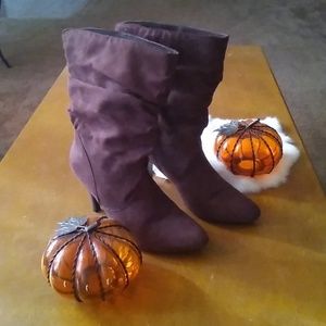 Brown Suede Slouch Boots